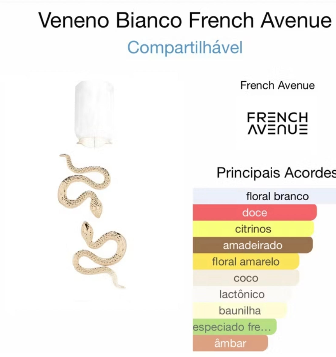 Perfume Árabe Veneno Bianco Fragrance World EDP 100ml Compartilhável Importado Alta Fixação