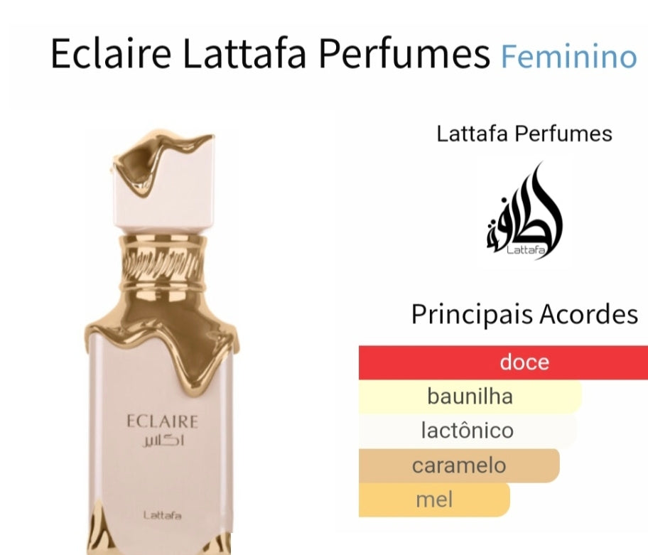 Perfume Árabe Eclaire Lattafa EDP 100ml Feminino Floral Frutado Gourmet Importado