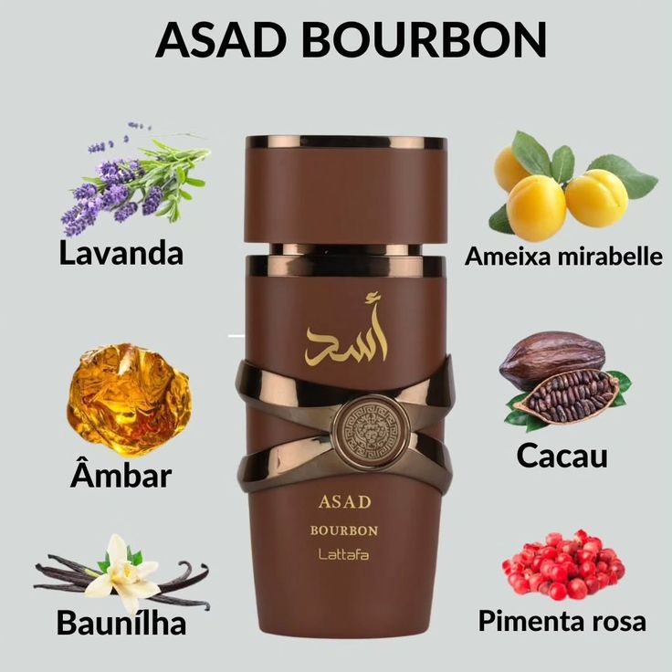 Perfume Árabe Asad Bourbon Lattafa EDP 100ml Masculino Importado Alta Fixação