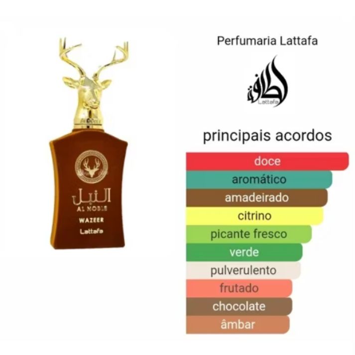 Perfume Árabe Al Noble Wazeer Lattafa EDP 100ml Compartilhável Importado Alta Fixação