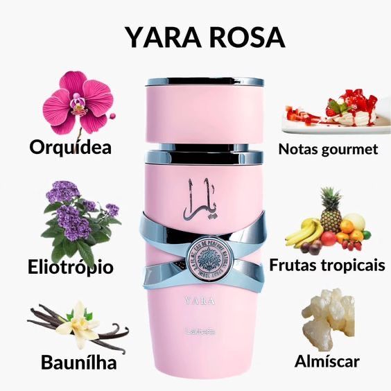 Perfume Árabe Yara Tradicional Lattafa EDP 100ml Feminino Baunilha Importado Alta Fixação